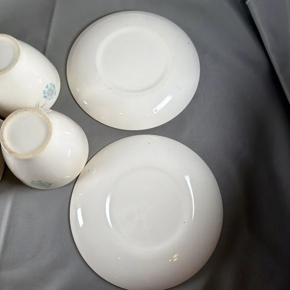 Vtg Taylor Smith Taylor Ever Yours Boutonniere Teacup Saucer Set of 4 C Handle